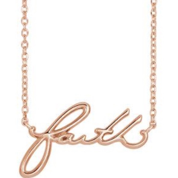 Jewelry 14k Gold Faith Script Font Necklace Poshmark